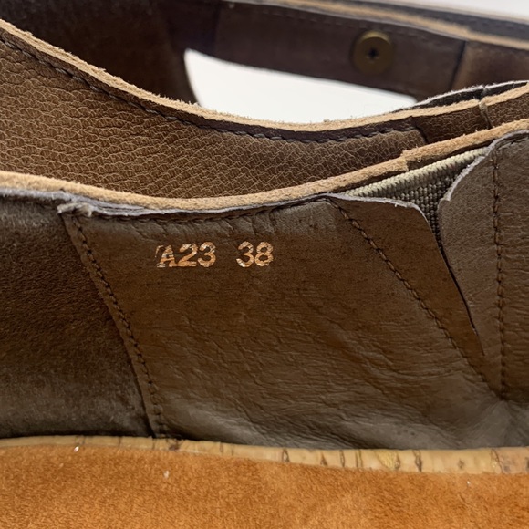 Antelope Tan Leather Sandals Peep Toe Rubber Bottom Size 38. MCS3938A - Picture 3 of 11